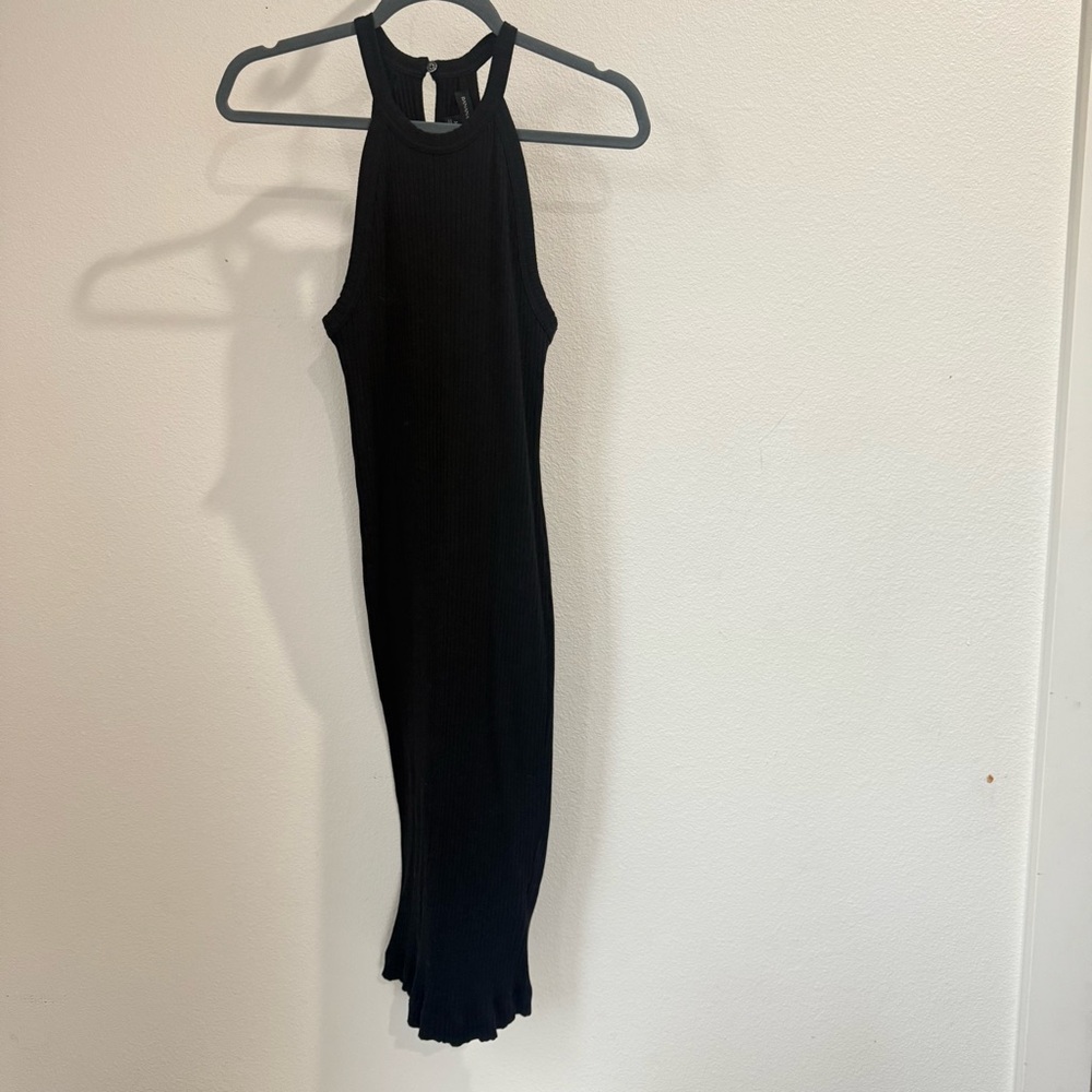 Banana Republic Ribbed Halter Mock‎ Neck Midi Dress Women's Medium Black